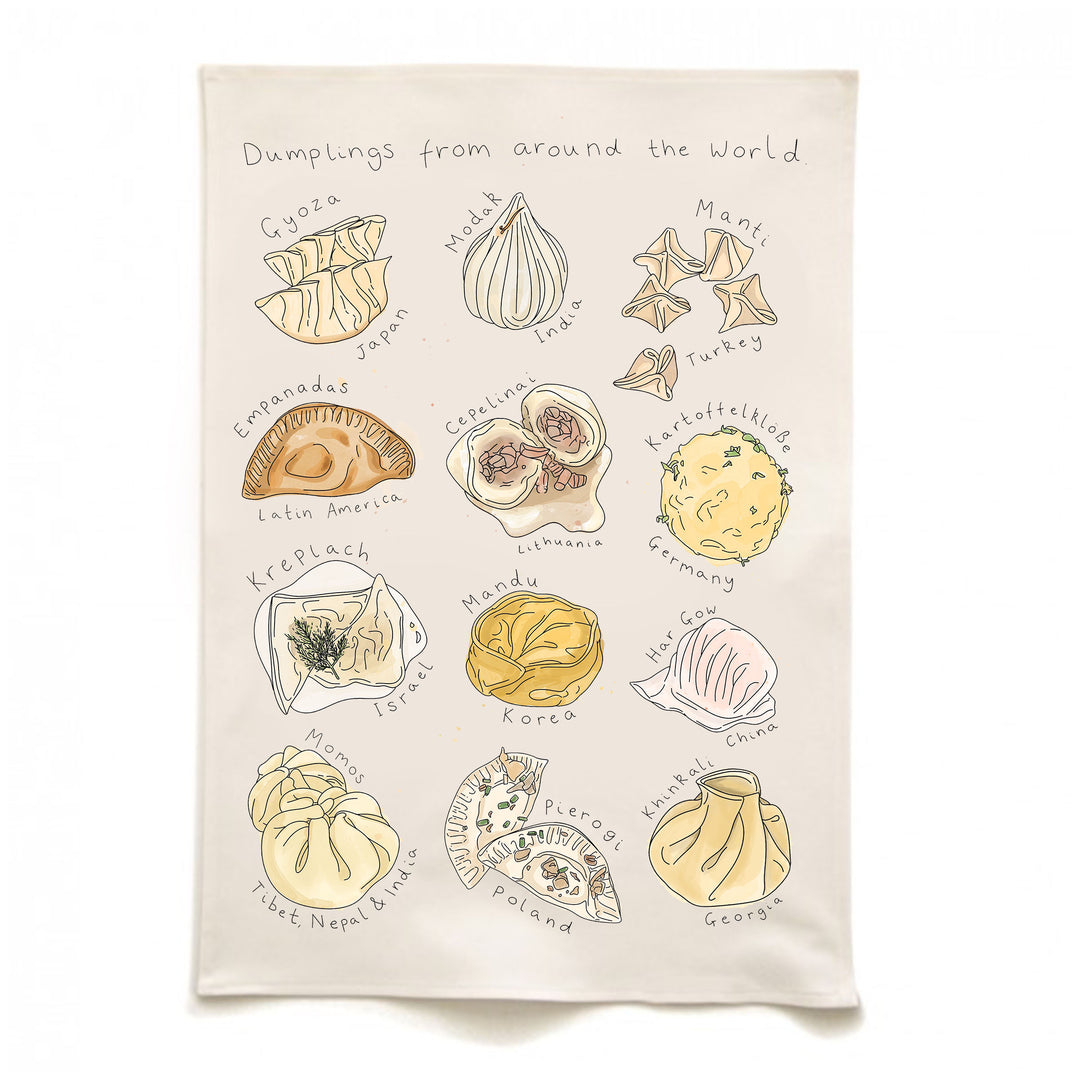 Dumplings from around the world Tea Towel